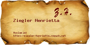 Ziegler Henrietta névjegykártya